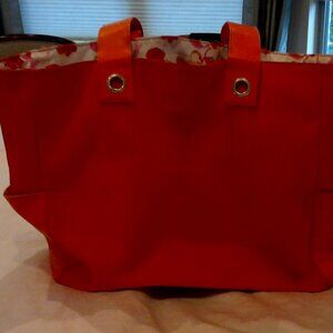 Tote Bag - Reversible Orange canvas/ Floral print